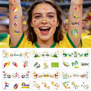 Football Soccer World Cup Temporary Tattoo Stickers Waterproof Colorful Sports Fan Face Body Art Decals For Kids Adults