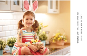 Easter temporary tattoos for kids featuring cute bunnies and eggs on a girl's arm