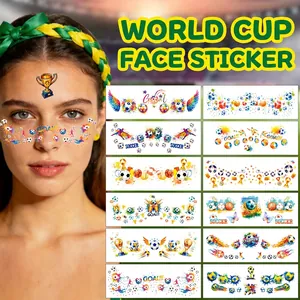 Soccer Temporary Tattoo Face Stickers Football Theme Global Tournament Decals For Cheerleading Party Event
