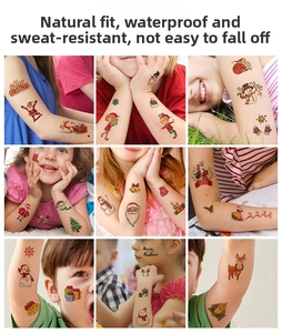 Tatouages temporaires de Noël pour enfants avec Père Noël, rennes et bonhomme de neige