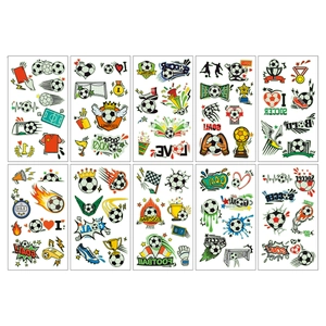 Luminous soccer temporary tattoo set for kids with 10 sheets of football and trophy designs