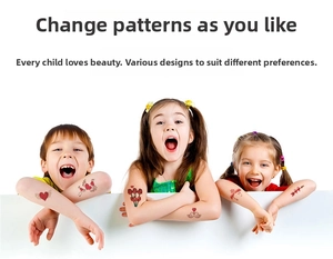 Kids wearing colorful heart and rose temporary tattoos on arms for Valentine party
