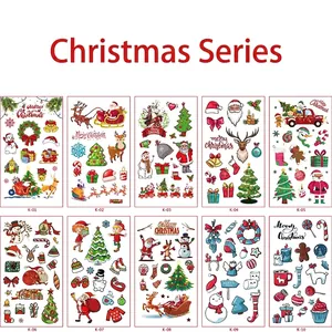 Tatouages temporaires de Noël pour enfants avec motifs Père Noël, rennes et bonhommes