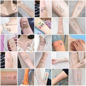 Rainbow and cartoon temporary tattoo stickers for wrists and arms with cute art patterns