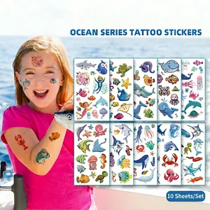 Marine Animal Temporary Tattoo Stickers Cartoon Sea Theme Waterproof For Kids Fun Party Favors