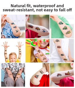 Waterproof cartoon vehicle temporary tattoos for kids featuring cars and planes