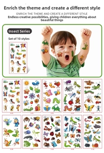 Set of 10 waterproof cartoon insect temporary tattoos for children including bees and butterflies