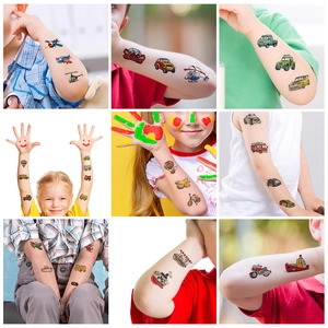 Waterproof temporary tattoos for children featuring colorful cartoon cars and planes