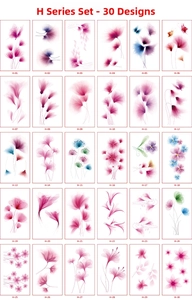 Detailed catalog showing 30 sets of cherry blossom and butterfly temporary tattoo stickers