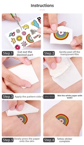 Step-by-step tutorial for applying colorful cherry blossom waterproof tattoo stickers