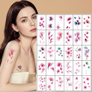 Set of 30 dreamy watercolor flower and butterfly temporary tattoos for women neck and collarbone