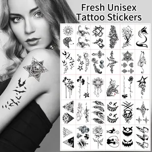 Waterproof Temporary Tattoo Stickers Disposable Body Art Stickers Dark Fresh Sketch Animal Flower Geometric For Men Women Teens