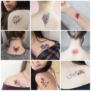 Ensemble de tatouages temporaires imperméables avec motifs papillons et fleurs variés