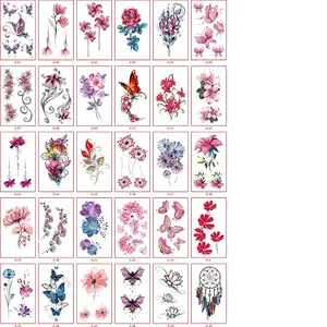 Lot de 30 tatouages temporaires avec motifs papillons et fleurs pour femmes