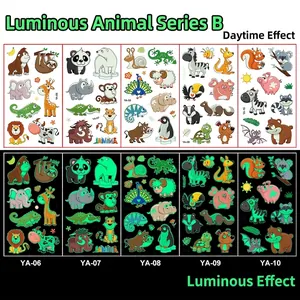 Glow-in-the-dark kids temporary tattoos showing day and night visual effects