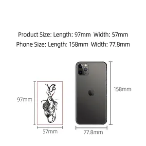 Waterproof temporary mermaid tattoo sticker size 97x57mm compared to mobile phone