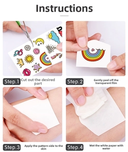 Step-by-step guide showing how to apply waterproof flower tattoo stickers on skin