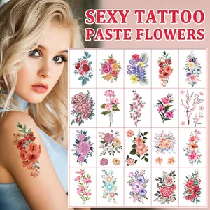 Autocollants De Tatouage Temporaire De Fleurs Réalistes Imperméables Aquarelle Florale Art Corporel Femmes Filles