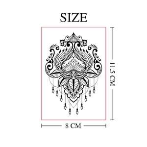 Mandala henna temporary tattoo sticker featuring floral patterns with dimensions 11.5x8cm