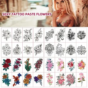 Flower Temporary Tattoo Stickers Mandala Sketch Waterproof Sweatproof Sexy Body Art Long Lasting For Women Men