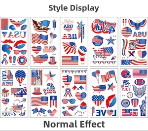 Dettaglio di dieci diversi tatuaggi temporanei a tema bandiera americana ed aquila USA