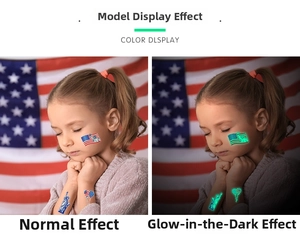 Tatuaggi luminosi Giorno Indipendenza USA con effetti bandiera giorno e notte
