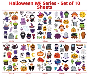 Set di 10 tatuaggi temporanei di Halloween con zucche e fantasmi per feste e regali per bambini