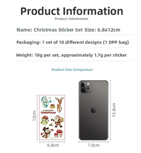 Comparaison de taille pour lot de 10 tatouages temporaires de Noël pour enfants