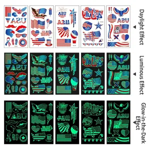 Tatuaggi temporanei luminosi Giorno dell'Indipendenza USA con effetto giorno e notte