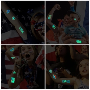 Tatuaggi temporanei luminosi Giorno dell'Indipendenza USA con bandiere e aquile