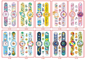 Collection de 10 tatouages temporaires pour enfants en forme de montre avec divers motifs