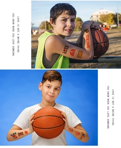 Waterproof basketball themed temporary tattoos for kids featuring hoops and sports patterns
