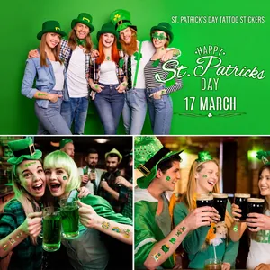 Vibrant St. Patrick's Day tattoo stickers with shamrocks and leprechauns for party fun