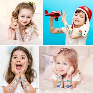 Waterproof cartoon temporary tattoo stickers for kids featuring unicorns and ocean animals