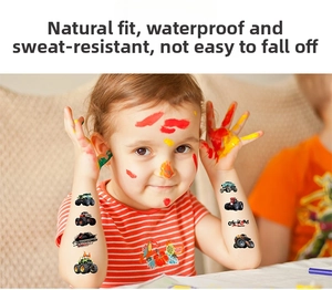 Waterproof off-road monster truck temporary tattoos for kids on child's arm skin