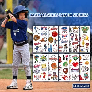 Baseball Temporary Tattoo Stickers Waterproof Sport Theme Cartoon For Kids Boys