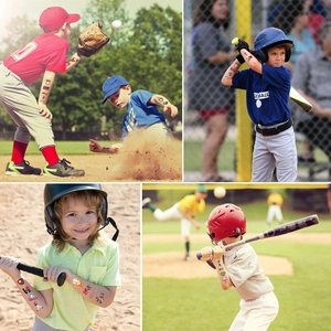 Waterproof baseball temporary tattoos for kids featuring cartoon sports balls and gloves