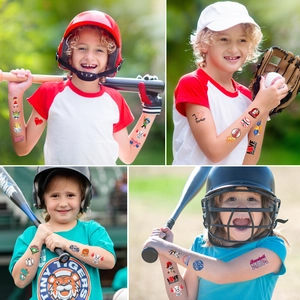 Waterproof baseball temporary tattoos for kids featuring sports and all-star designs