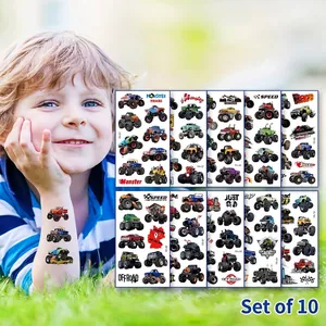 Waterproof Monster Truck Temporary Tattoos For Boys Off-Road Car Tattoo Stickers Kids Birthday Party Favors Body Art