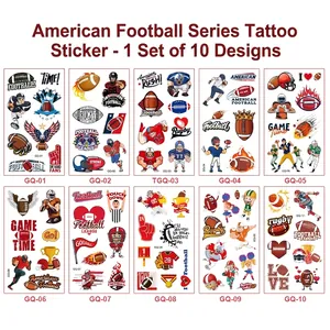 Lot de 10 tatouages éphémères de football américain pour fêtes sportives d'enfants