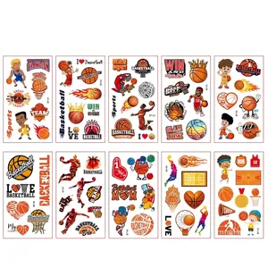 Tatouages temporaires de basket-ball pour enfants avec motifs de sport et joueurs lot de 10
