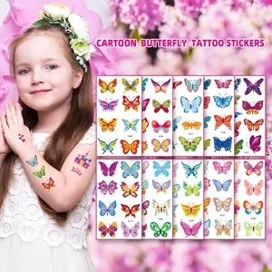 Autocollants De Tatouage Temporaire Imperméable Papillon Dessin Animé Mignon Art Corporel Pour Enfants Filles
