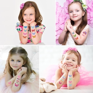 Tatouages éphémères papillon pour enfants avec motifs de châteaux colorés mignons