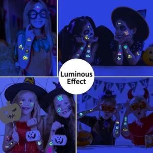 Luminous Halloween temporary tattoos for kids with glow in the dark pumpkin and ghost designs