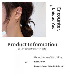 Waterproof temporary red lightning tattoo sticker for neck, size 3x6cm, water transfer