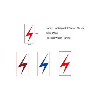 Waterproof colorful lightning temporary tattoos in red and blue, size 3x6cm for parties