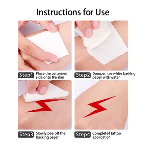 Waterproof red lightning temporary tattoo application guide for party and fashion use