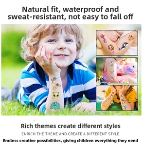 Waterproof cartoon glitter tattoo stickers for kids featuring animals on a child's arm