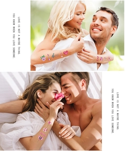 Romantic glitter temporary tattoo stickers with roses and hearts for couple parties