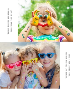 Kinder mit glitzernden Meerjungfrau-Tattoos und bunten Meerestieren für tolle Partys